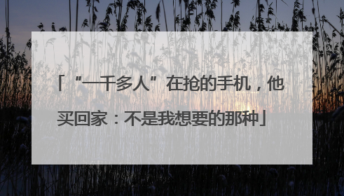 “一千多人”在抢的手机，他买回家：不是我想要的那种