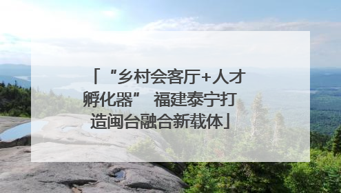 “乡村会客厅+人才孵化器” 福建泰宁打造闽台融合新载体