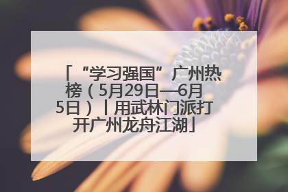 “学习强国”广州热榜（5月29日—6月5日）丨用武林门派打开广州龙舟江湖