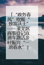 “政务春风”吹暖“致富沃土”——莱芜区商事登记直通车激活乡村振兴“一池春水”