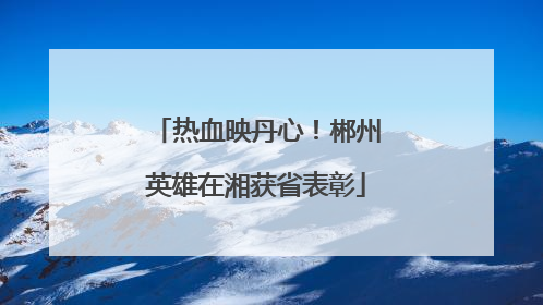 热血映丹心！郴州英雄在湘获省表彰