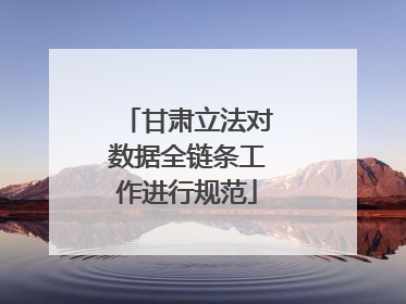 甘肃立法对数据全链条工作进行规范