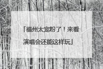 福州太宠粉了！来看演唱会还能这样玩