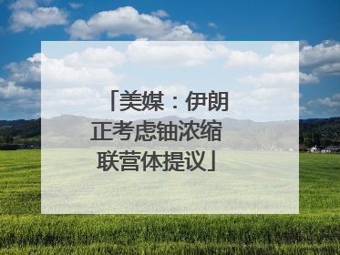 美媒：伊朗正考虑铀浓缩联营体提议