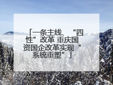一条主线、“四性”改革 重庆国资国企改革实现“系统重塑”