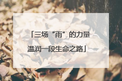 三场“雨”的力量温润一段生命之路