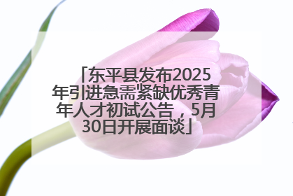 东平县发布2025年引进急需紧缺优秀青年人才初试公告，5月30日开展面谈
