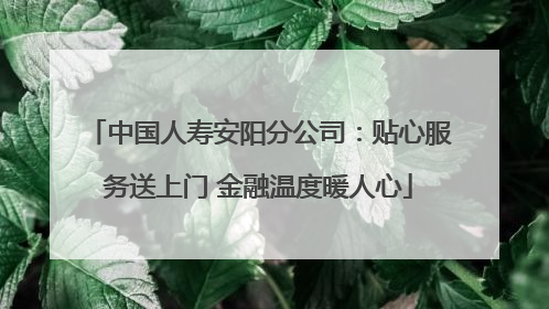 中国人寿安阳分公司：贴心服务送上门 金融温度暖人心