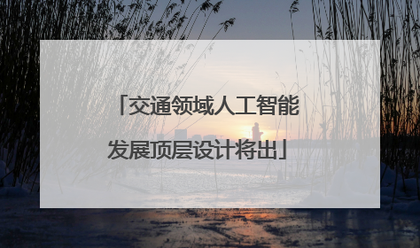交通领域人工智能发展顶层设计将出