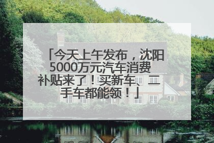 今天上午发布，沈阳5000万元汽车消费补贴来了！买新车、二手车都能领！