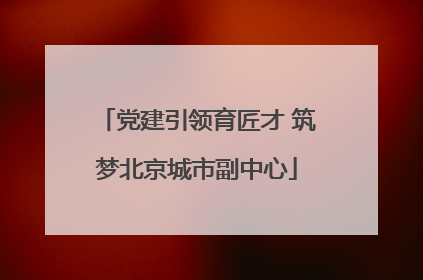 党建引领育匠才 筑梦北京城市副中心