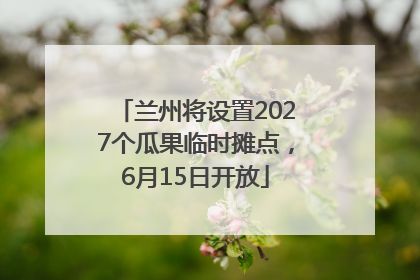 兰州将设置2027个瓜果临时摊点，6月15日开放