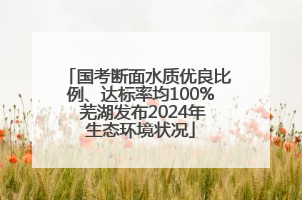 国考断面水质优良比例、达标率均100% 芜湖发布2024年生态环境状况