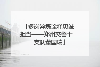 多岗淬炼诠释忠诚担当——郑州交警十一支队董国瑞
