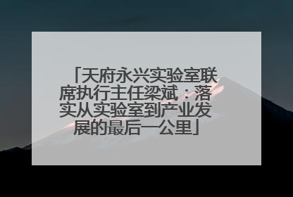 天府永兴实验室联席执行主任梁斌：落实从实验室到产业发展的最后一公里