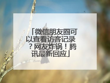 微信朋友圈可以查看访客记录？网友炸锅！腾讯最新回应
