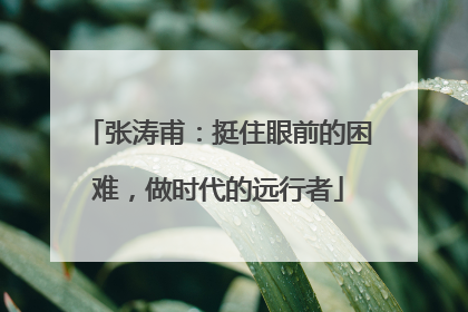 张涛甫：挺住眼前的困难，做时代的远行者