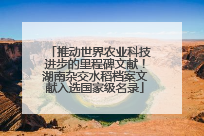 推动世界农业科技进步的里程碑文献！湖南杂交水稻档案文献入选国家级名录