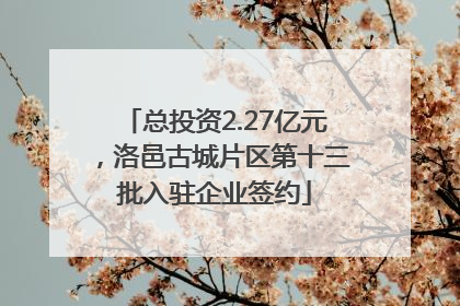 总投资2.27亿元，洛邑古城片区第十三批入驻企业签约