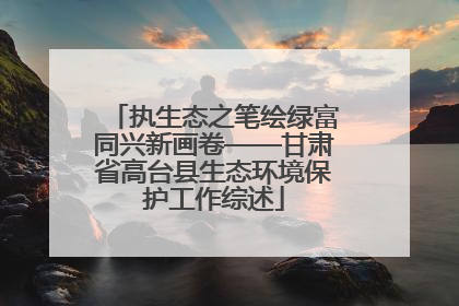 执生态之笔绘绿富同兴新画卷——甘肃省高台县生态环境保护工作综述