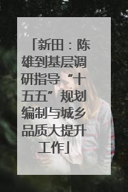 新田：陈雄到基层调研指导“十五五”规划编制与城乡品质大提升工作