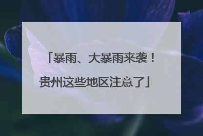暴雨、大暴雨来袭！贵州这些地区注意了