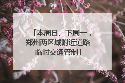 本周日、下周一，郑州两区域附近道路临时交通管制