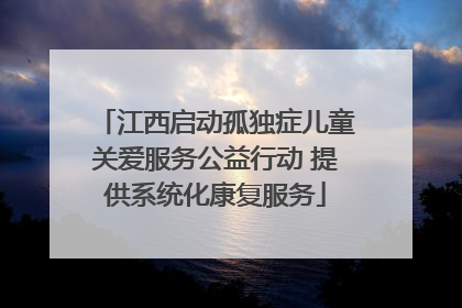 江西启动孤独症儿童关爱服务公益行动 提供系统化康复服务