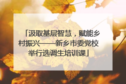 汲取基层智慧，赋能乡村振兴——新乡市委党校举行选调生培训课