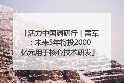 活力中国调研行｜雷军：未来5年将投2000亿元用于核心技术研发