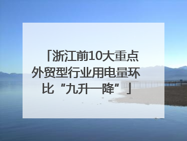 浙江前10大重点外贸型行业用电量环比“九升一降”