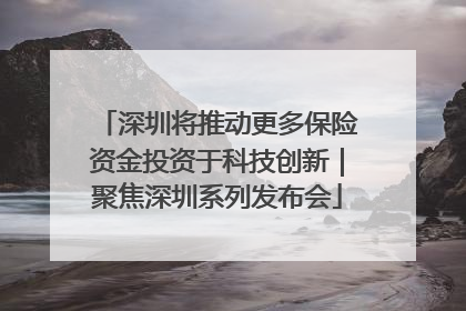 深圳将推动更多保险资金投资于科技创新｜聚焦深圳系列发布会