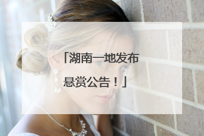 湖南一地发布悬赏公告！