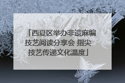 西夏区举办非遗麻编技艺阅读分享会 指尖技艺传递文化温度