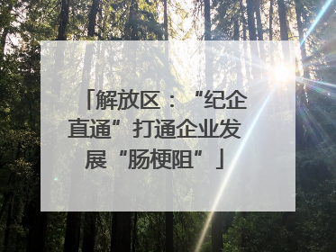 解放区：“纪企直通”打通企业发展“肠梗阻”