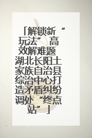 解锁新“玩法” 高效解难题 湖北长阳土家族自治县综治中心打造矛盾纠纷调处“终点站”