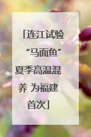连江试验“马面鱼”夏季高温混养 为福建首次