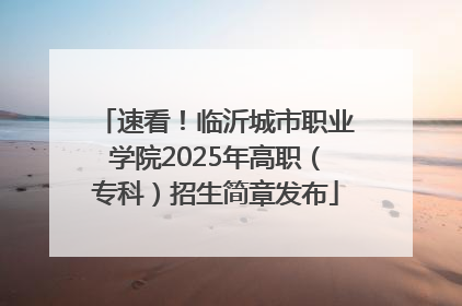 速看！临沂城市职业学院2025年高职（专科）招生简章发布
