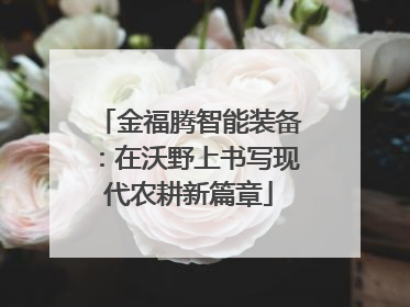 金福腾智能装备：在沃野上书写现代农耕新篇章
