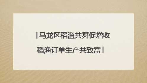 马龙区稻渔共舞促增收 稻渔订单生产共致富