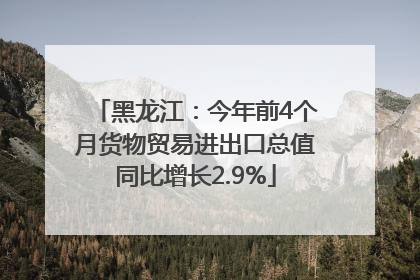 黑龙江：今年前4个月货物贸易进出口总值同比增长2.9%